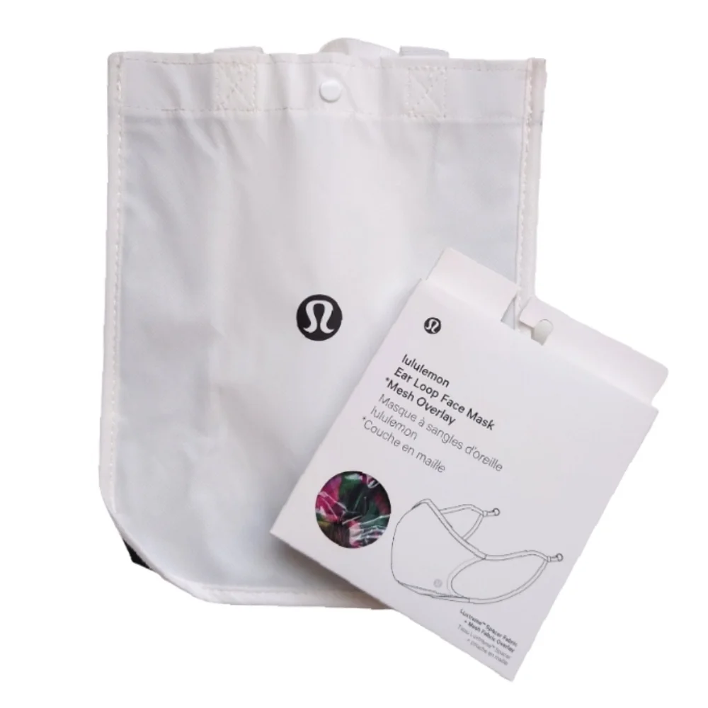 LULULEMON Ear Loop Face Mask and Small Shopping Gift Bag Bundle